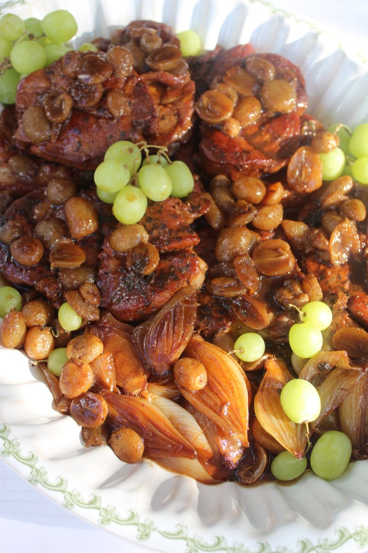 Pork Rib-Eye Steaks with Grape&nbsp;Sauce